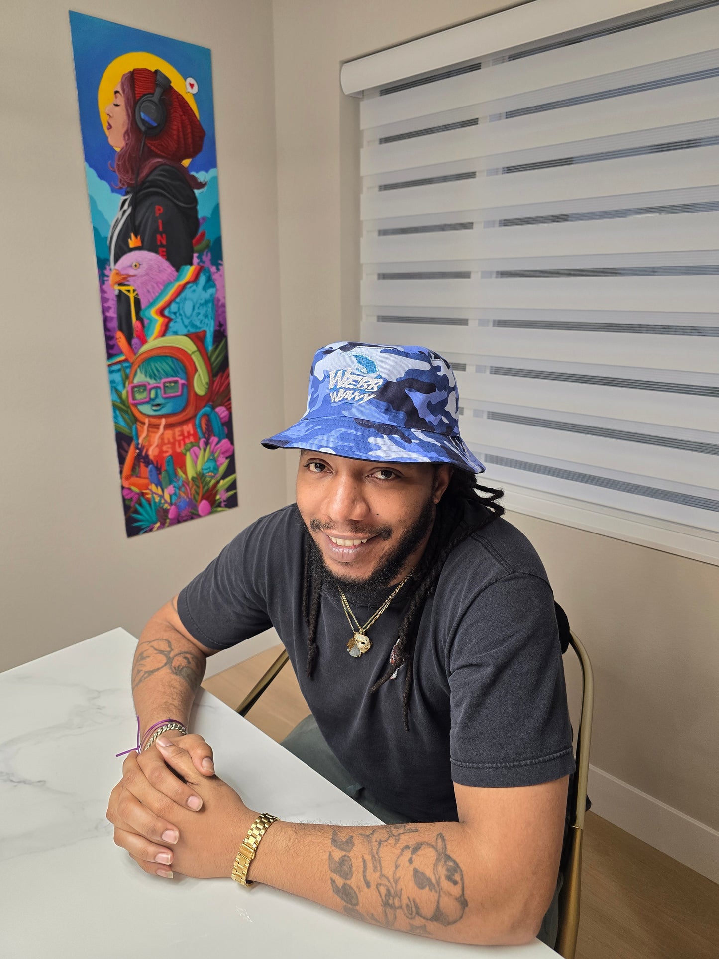 Blue Camo Webb Wavvy Bucket Hat