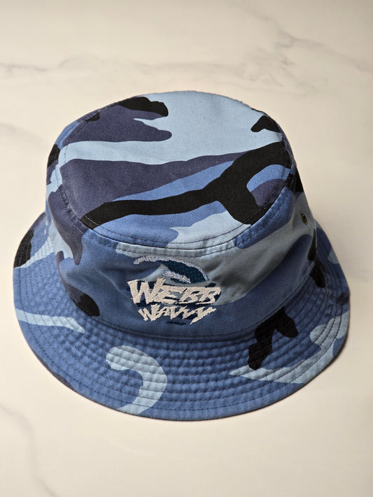 Blue Camo Bucket Hat with Webb Wavvy Logo